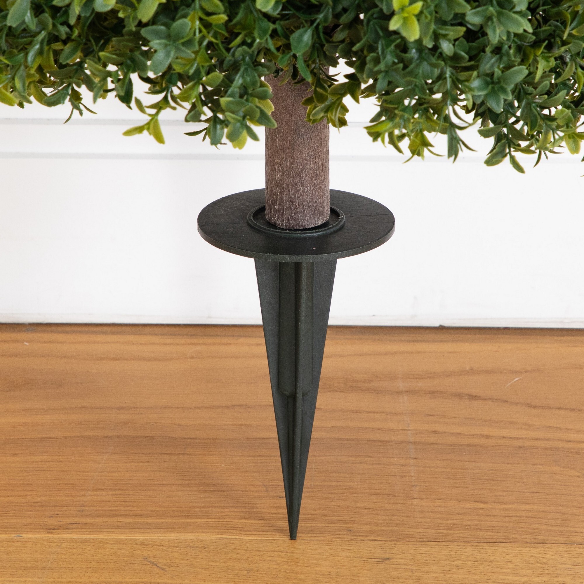27in. UV Resistant Artificial Boxwood Topiary with Integrated Ground Stake (Indoor/Outdoor) - Set of 2