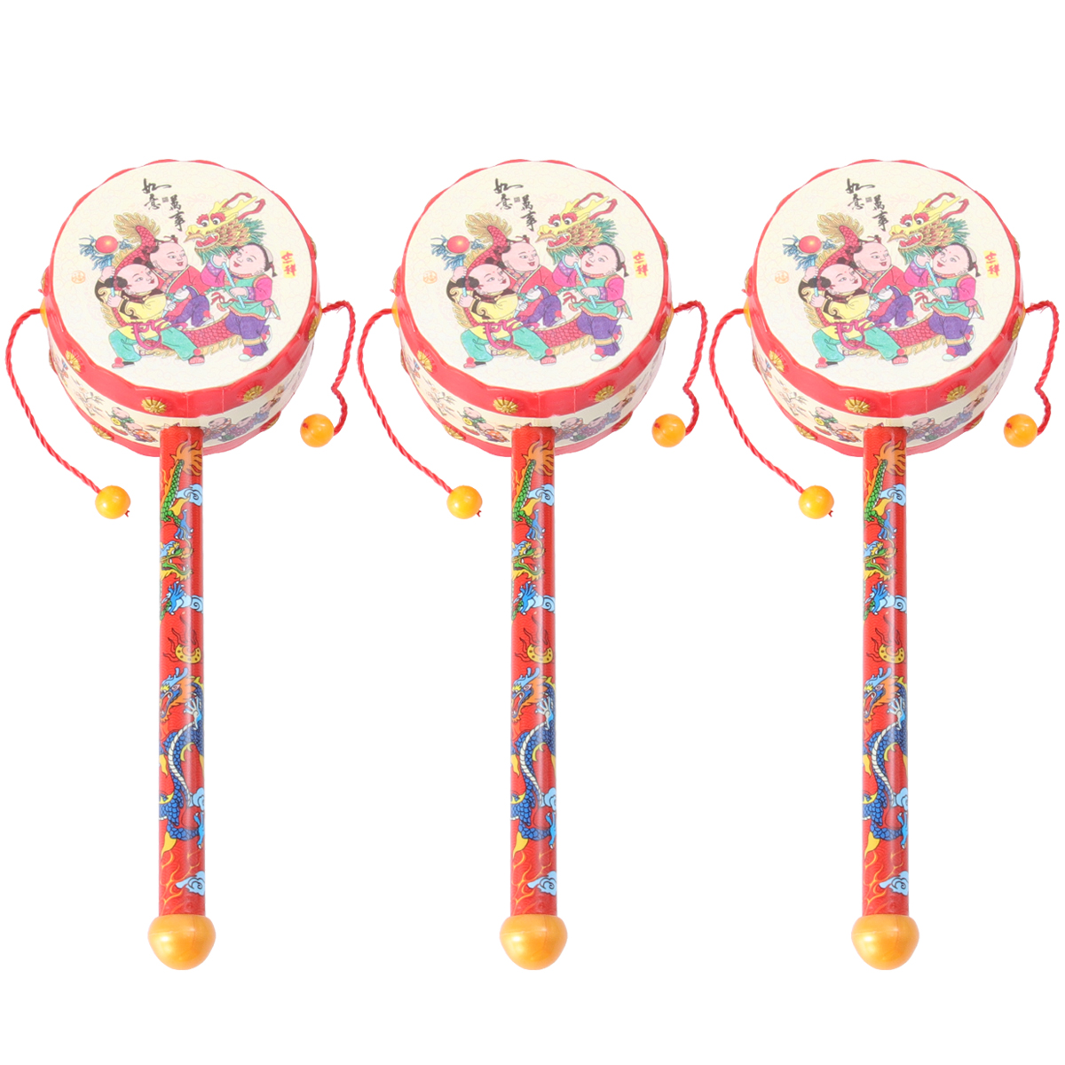 Rattle Drum Bells Musical Hand Bell Toys Instruments Handheld Chinese