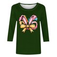 thumbnail image 4 of Camisetas Casuales de las Mujeres Impresas 3/4 Manga Cuello Redondo Blusa, Moda Ligera Superior para el Hogar Y el Uso Diario, Cómoda Imitación de la Tela Del Estante, 4 of 7