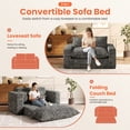 thumbnail image 3 of Centilab Convertible Sofa Bed, Loveseat Sleeper Sofa, 3 in 1 Folding Couch Bed with 2 Pillows, Pull Out Floor Couch for Living Room Bedroom Lounge, Gray, 3 of 9