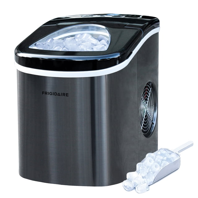 Frigidaire 26 lbs. Bullet Ice Maker, Countertop Ice Machine with LED Controls, Black Stainless Steel