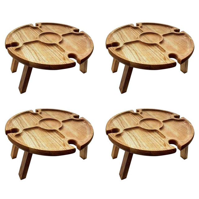 4X Folding Portable Picnic Table, Outdoor Fold Up Camping Camp Table Small Wood Wine Picnic Table,Small