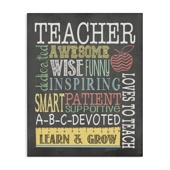Stupell Industries Contemporary Inspiring Teacher Appreciation List Canvas Art, 16 x 20, by Jo Moulton