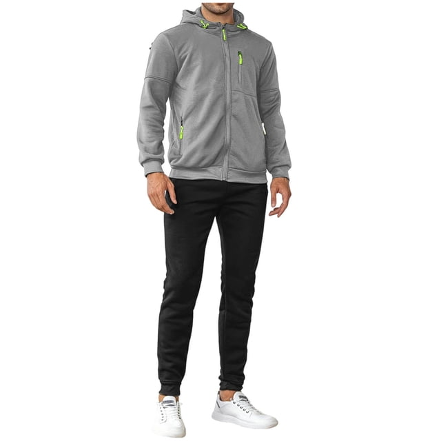Ohufall Men's Tracksuits Set 2 Piece Athletic Full Zip Hooded Track Suits Workout Jogging Sweatsuit Sets for Men