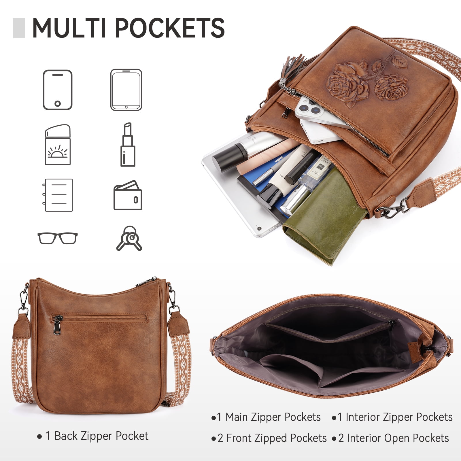 APHISON Crossbody Bags Casual Sling Backpack for Women, Shoulder Bag Travel Bag Cross Body Purses Bags with Adjustable Strap