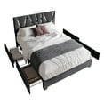 thumbnail image 4 of Home Design Hanover Queen Upholstered Storage Platform Bed Frame with Silver Acrylic Strip Headboard and Four Under-Drawers, Dark Gray, Easy Assembly, 4 of 6