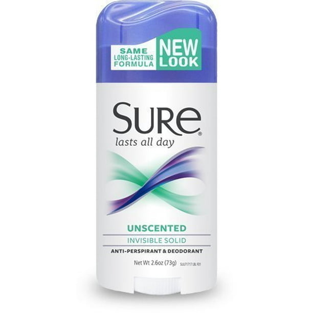 Sure Invisible Solid AntiPerspirant & Deodorant, Unscented 2.6 oz
