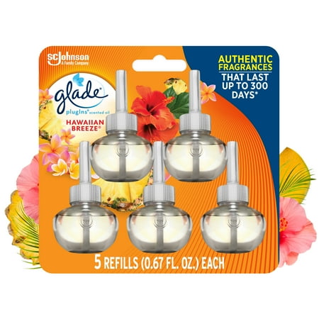 Glade PlugIns Scented Oil, Hawaiian Breeze, Infused with Essential Oils, 0.67 oz, 5 Count