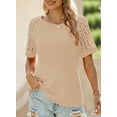 thumbnail image 5 of Eytino Tops for Women Waffle Knit Tops Casual Crew Neck T Shirts Hollow Out Raglan Short Sleeve Workout Summer Basic Tees Blouses S-2XL Gold, 5 of 8