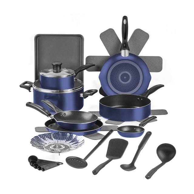 Batería 23 Piezas T-Fal Supercook Titanium Antiadherente Azul