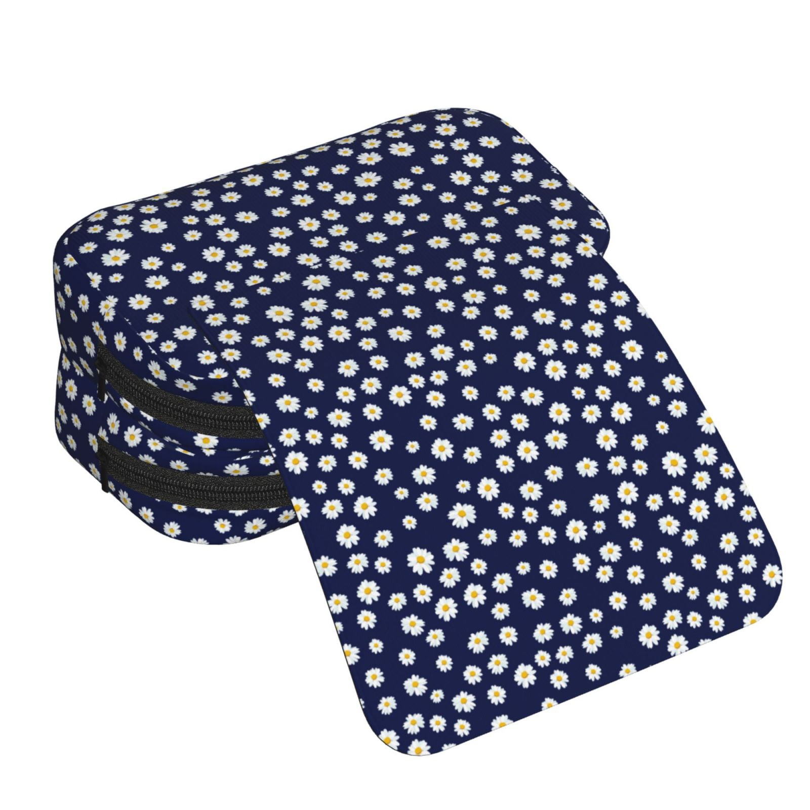Rateoe Daisies Flowers Pattern Double Clamshell Pen Case, Storage Organizer with Two Zipper Compartments– Holds Up to 50 Pencils & Pens