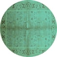 thumbnail image 1 of Ahgly Company Machine Washable Indoor Round Oriental Turquoise Blue Traditional Area Rugs, 8' Round, 1 of 4