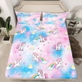 thumbnail image 2 of Castle Fairy Kawaii Rainbow Unicorn Girl 4 Pieces Queen Sheet Sets,Starry Sky Ultra Soft Flat Sheet,Abstract Gradient Queen Fitted Sheet,Lightweight Room Decor, 2 of 7
