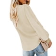 thumbnail image 6 of HAPIMO Discount Women's Autumn/Winter New Shirt Lace Patchwork Long Sleeve Button V-neck Solid Color Knot Hem Lace-up Loose Top Teen Grils Fashion Clothes Beige M, 6 of 6