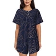 thumbnail image 1 of Balery Navy Dark Blue Conjunto de Pijama para Mujer con Estampado, Dos Piezas de Manga Corta y Shorts, Ropa de Dormir Suave con Cuello Redondo y Bolsillos-3X-Large, 1 of 6
