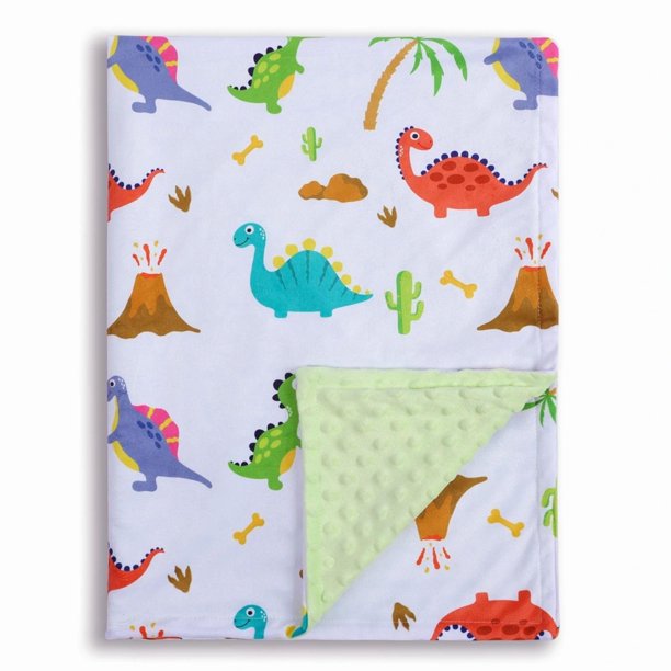 Manta Donsonny con estampado de dinosaurios, 76 x 102 cm, color minky suave