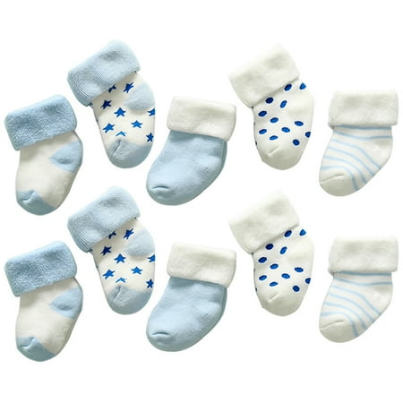 

TureClos 5 Pair Baby Cotton Socks Set Newborn Infant Warm-keeping Cotton Socks with Elastic Opening