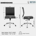 thumbnail image 3 of Okeysen Armless Office Desk Chair, Mid Back Ergonomic Swivel Conference Room Chair, Adjustable Height PU Leather Home Desk Chair, Modern Small Rolling Computer Task Chair, Black, 3 of 7
