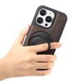 thumbnail image 6 of ELEHOLD for iPhone 16 Pro Case,Compatible with Mag Safe Accessory Ring Holder Kickstand Luxury Elegant Leather Slim Classic Thin Protective Cover  for iPhone 16 Pro,Brown, 6 of 7