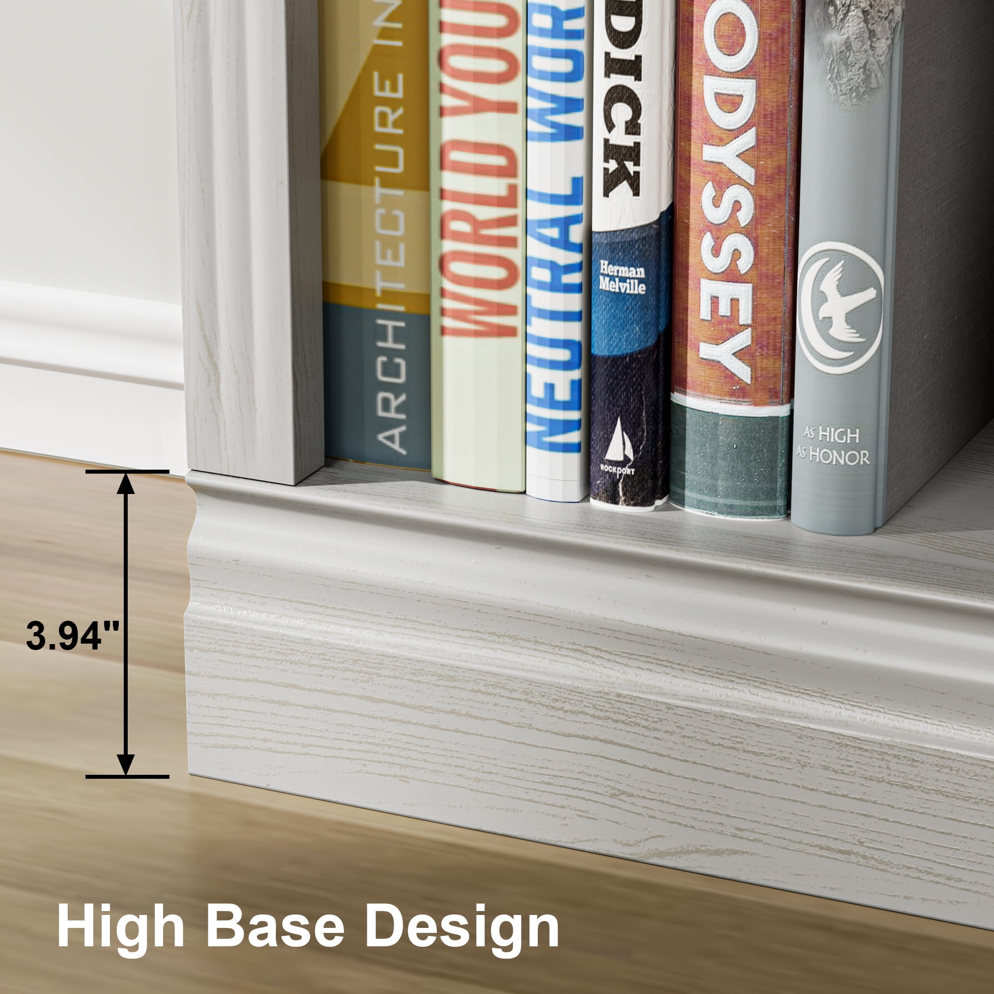 Vineego Wood Bookcase Tall Book Shelves 5 Display storage Organization Furniture for Living Room,Ivory White