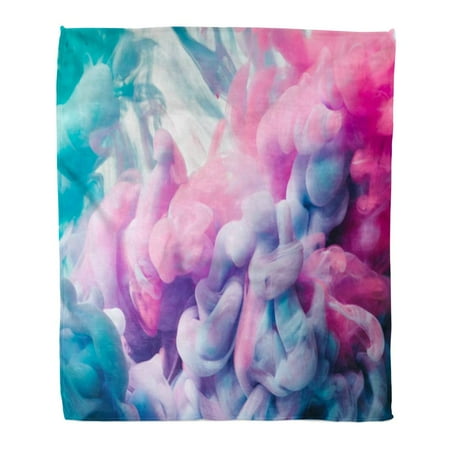 Bubble Blanket KDAGR Throw Blanket 50x60 Inches Pink Paint Ink Drop in Water Abstract Watercolor Splash Bright Bubbles Close Cloud Warm Flannel Soft Blanket for Couch Sofa Bed ()