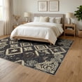 thumbnail image 3 of ODIKA 6'x9' Washable Area Rug Cream Distressed Boho Interlocking Geometric Academia Farmhouse for Queen Size Bedroom, Under Bed, Master Suite, Easy Care, Non-Shedding, 3 of 7