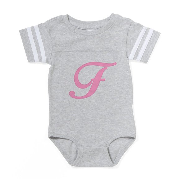 CafePress - F Pink Initial_Tr - Cute Infant Baby Football Bodysuit