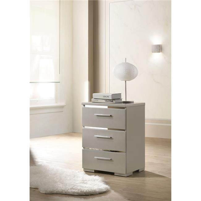 Benzara Bm194362 Wooden Nightstand With Three Spacious Drawers Metal Handles 44 White Silver 25 47 X 15 35 X 17 72 In Walmart Com Walmart Com