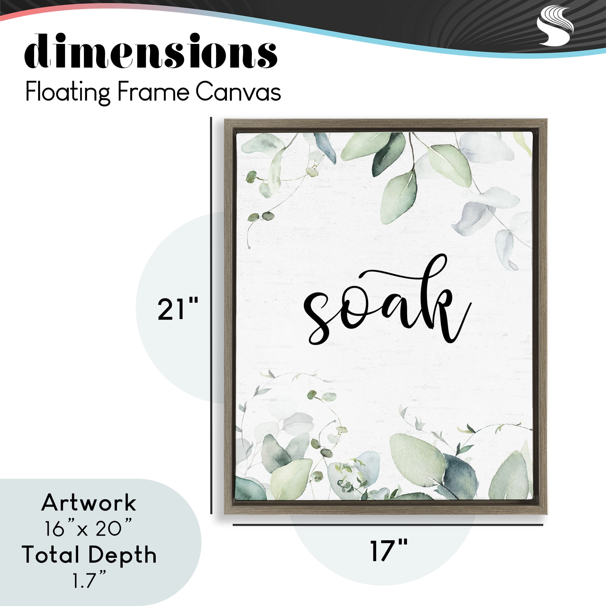 Soak Leafy Herbs Brown Framed Floater Canvas Wall Art, design by Lettered and Lined