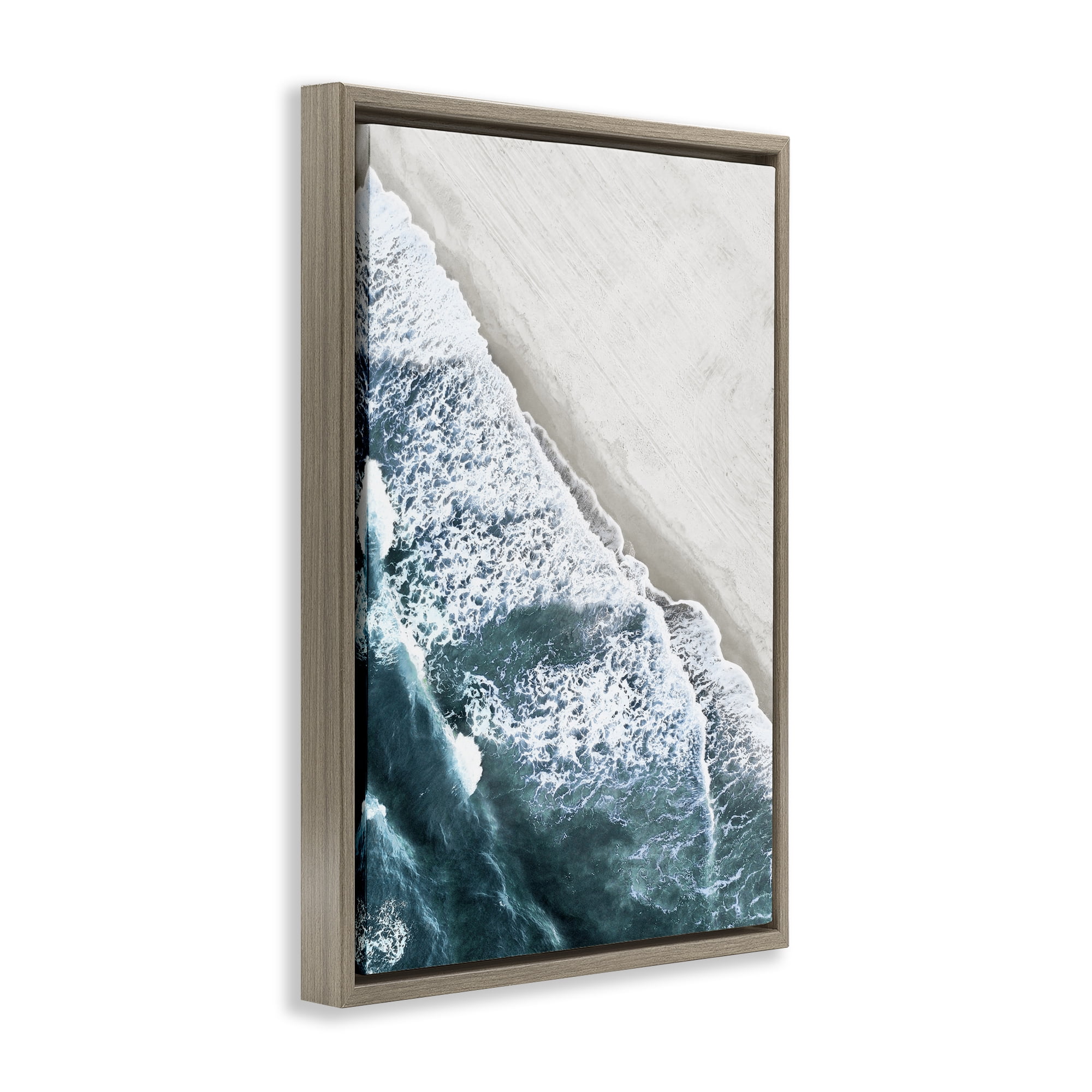 Stupell Industries Corolla Beach Breezy Shoreline Brown Framed Floater Canvas Wall Art, design by Natalie Carpentieri