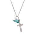thumbnail image 2 of Delight Jewelry Acrylic 3/4" Teal Cheer Megaphone I Set You Apart Engraved Cross Zoey Necklace, 28", 2 of 4