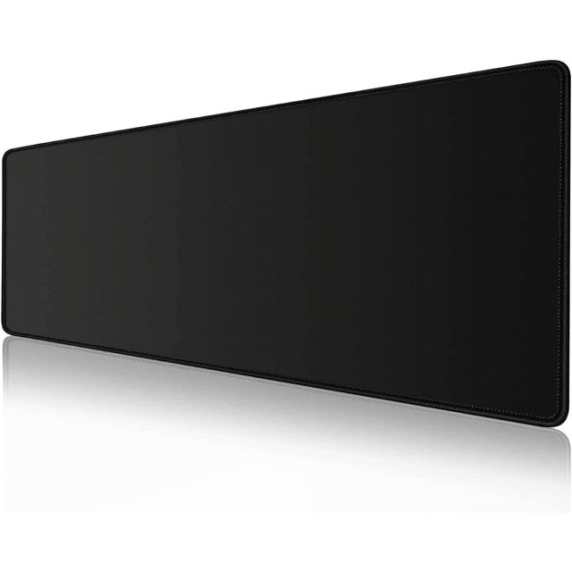Desk Pad Protector,Mouse Pad with Non-Slip Rubber Base,Textured & Waterproof Mousepad with Stitched Edges,Large Desk mats for Computers,Laptop,Gaming,Office & Home,31.5 x 11.8 in,Black