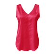 thumbnail image 5 of Rigardu Tank For Women V Neck Silk Summer Satin Sleeveless Blouse Basic Camisole Shirts Hot Pink + M, 5 of 6
