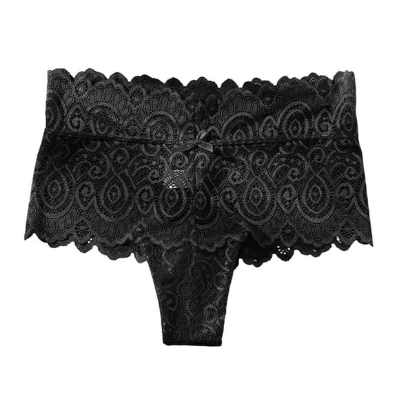 Women's Lace Sexy Hollow High Waist Briefs - Mid-Waist Breathable Panties, 95% Nylon Stretch Fabric, Seductive Lingerie for Sleepwear
