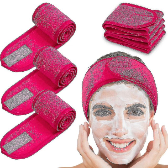 Banda para el cabello de 4 piezas para maquillaje, banda protectora para el cabello ajustable con velcro