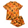 thumbnail image 5 of KPOPLK Halloween Pajamas Girls 2 Piece Pumpkin Ghost Sleepwear Short Sleeve Jammies for Kids Button-Down Nightwear Kids Pajamas Girls,Size 5-6 Years, 5 of 6