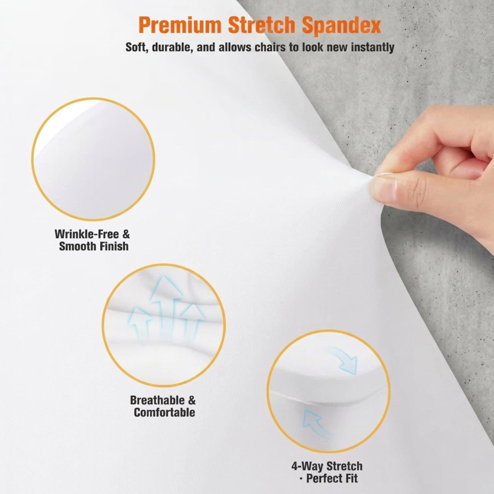 Fenbeli Stretch Folding Chair Covers 12 Pack, White Washable Spandex Slipcovers with Elastic Foot Pockets, Universal Fit for Weddings Banquets Parties and Events