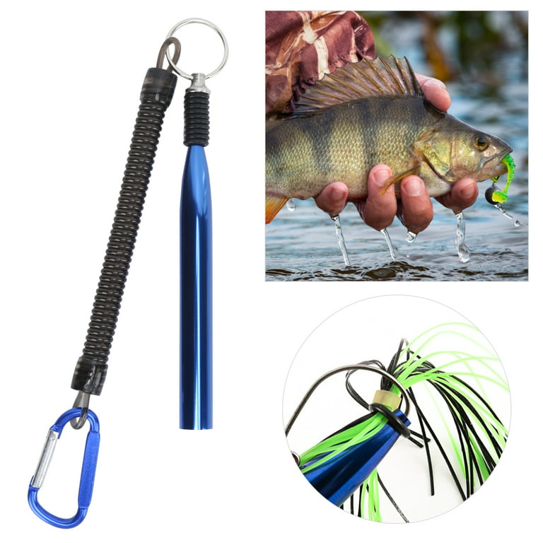 Aluminium Alloy Soft Baits Fishing Accessories Wacky Worm Rig Tool with 100  O Rings, Wacky Worm Kit for Senko Stick Soft Baits[Blue] 
