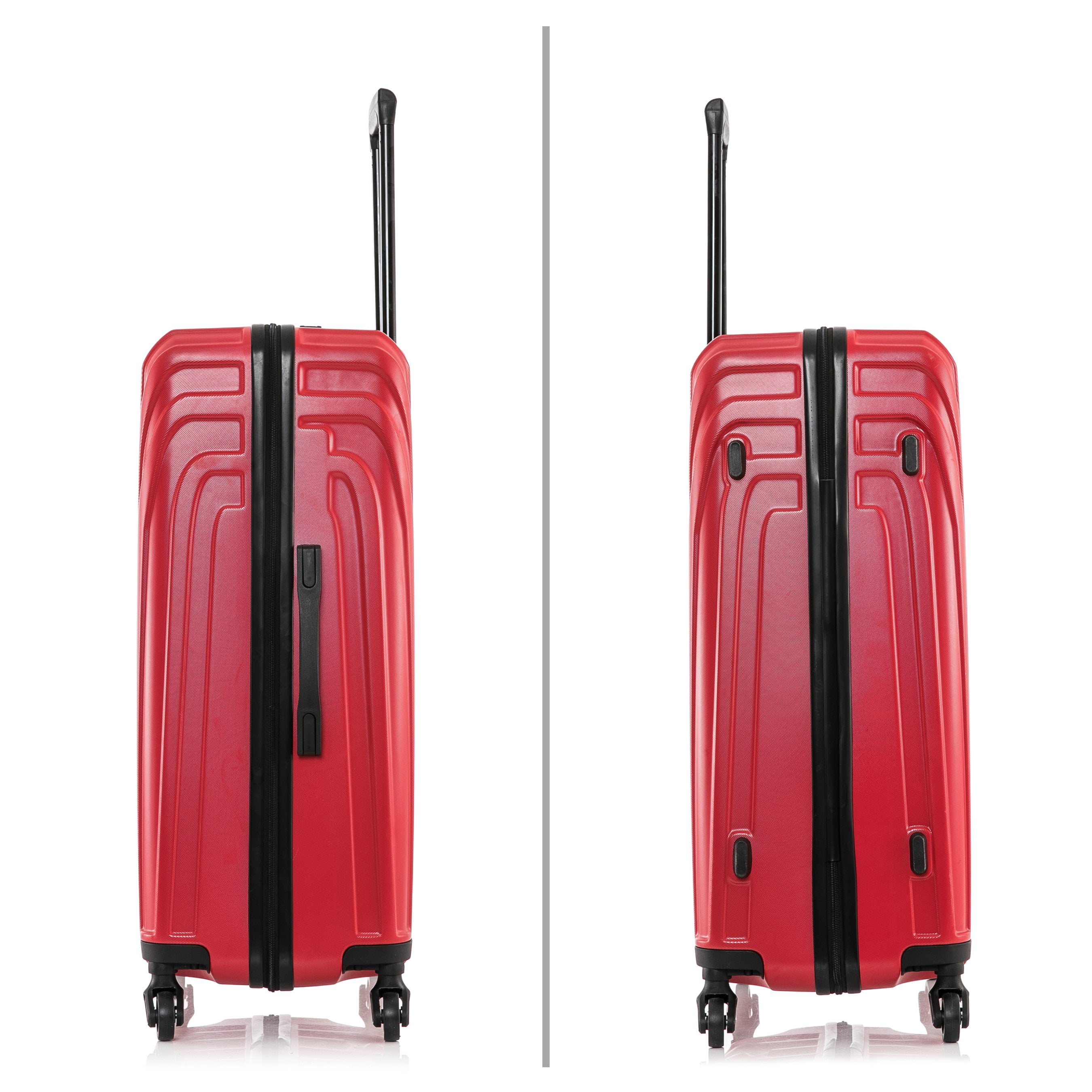 InUSA Vasty 3-Piece Hardside Luggage Sets with Spinner Wheels, Handle, and Trolley, (20"/24"/28"), Red