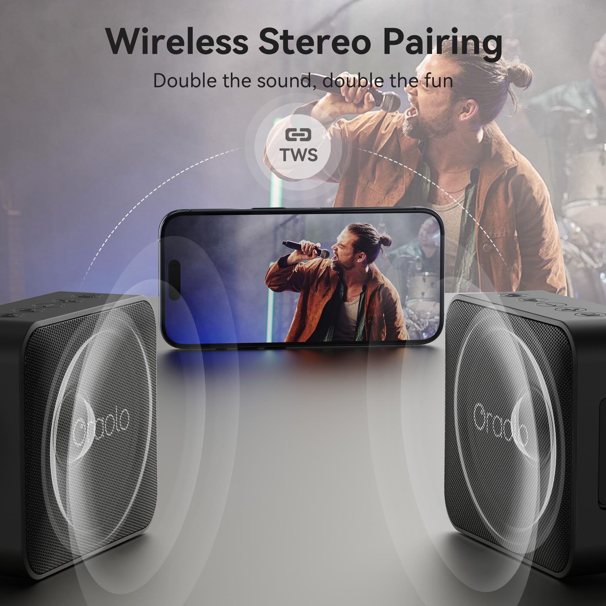 Oraolo Bluetooth Speaker IPX7 Waterproof with TWS Pairing, 30W Powerful Bass, Bluetooth 5.4/AUX/TF Card, Portable Wireless Speaker for Pool, Beach, Shower