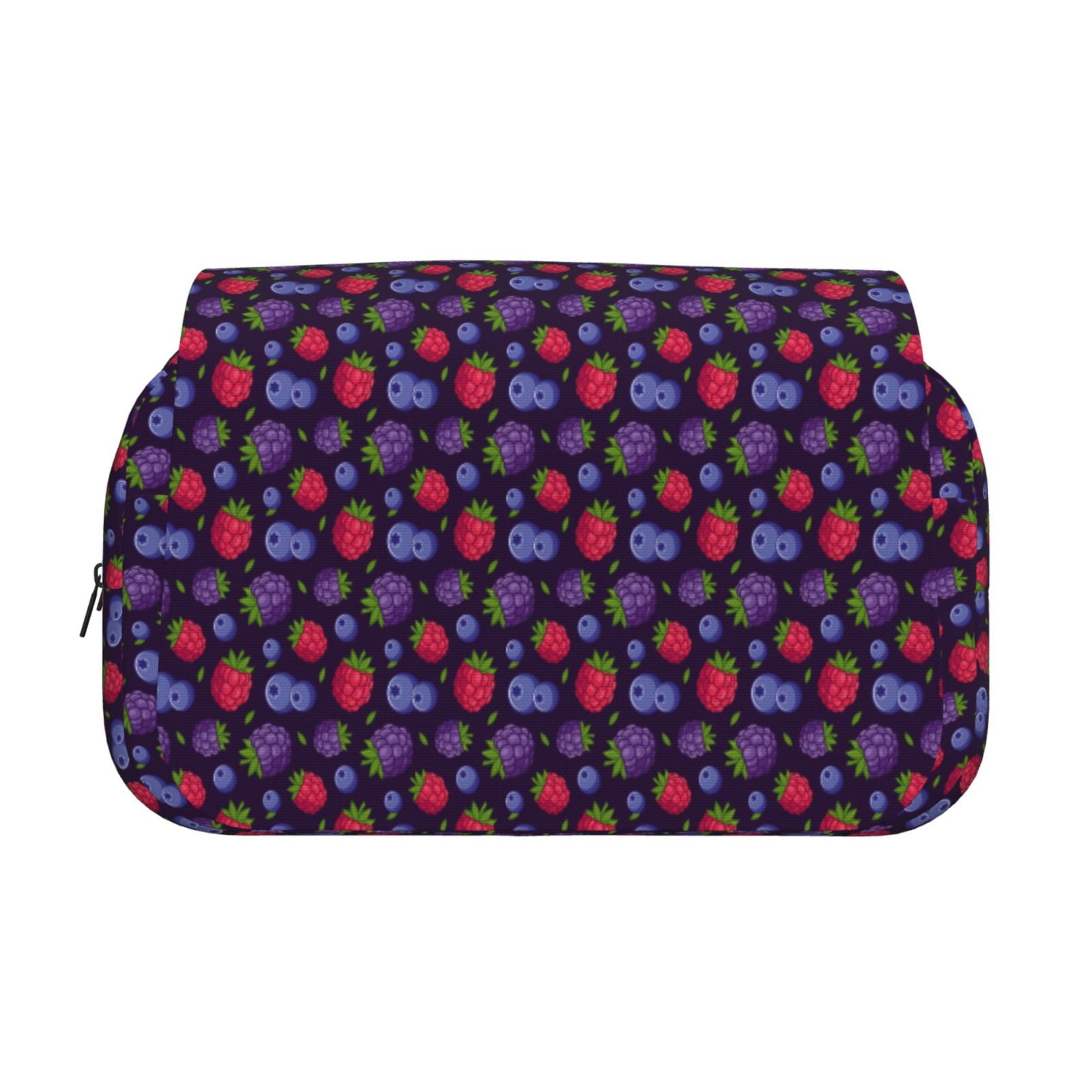 Rateoe Blackberries Pattern Double Clamshell Pen Case, Storage Organizer with Two Zipper Compartments– Holds Up to 50 Pencils & Pens