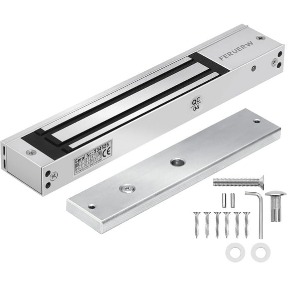 Electric Magnetic Lock, Electromagnetic Door Lock Holding Force for Access Control, 600LBs/280KG, OutSwinging Door Access Control System, Single Door 12V