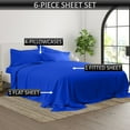 thumbnail image 3 of 30-INCH EXTRA DEEP POCKETS - 6 PC Queen Sheet Set - (Extra Pillowcases, Fitted & Flat) 600-Thread-Count 100% Egyptian Cotton, Soft Breathable 600TC Cotton- Royal Blue, 3 of 7