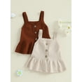 thumbnail image 3 of BemeyourBBs Baby Girl Knit Cami Tops Solid V Neck Sleeveless Ruffled Hem Cardigan, 3 of 9