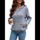 thumbnail image 1 of Sudadera de Lana Extragrande con Capucha y Colores Contrastantes para Mujer, de Punto, con Cuello en V, Informal, con Bolsillos Gris XL, 1 of 8