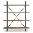 thumbnail image 4 of Ailis 75" Brown Pine Wood Metal Frame Etagere Bookcase Four-shelf Media Center, 4 of 7