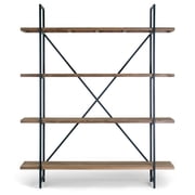 Ailis 75 Brown Pine Wood Metal Frame Etagere Bookcase Four-shelf Media Center
