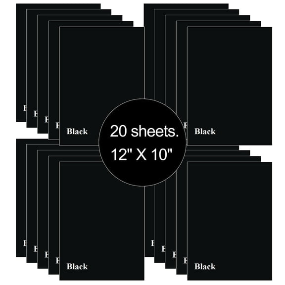 20 Sheets Black 12" x 10" HTV Iron On Heat Transfer Vinyl Paper for T-Shirts Cricut Silhouette