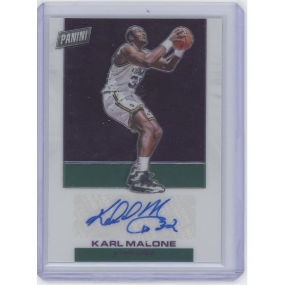 2024 Panini Player of the Day Basketball Karl Malone Auto KM 07/10 Utah Jazz Utah Jazz NBA Autographed Basketball Trading Card