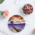 thumbnail image 4 of FMSHPON Oil Painting Style Lavender Field Set of 4 Round Coaster for Drinks, Absorbent Ceramic Stone Coasters Cup Mat with Cork Base for Home Kitchen Room Coffee Table Bar Decor, 4 of 6